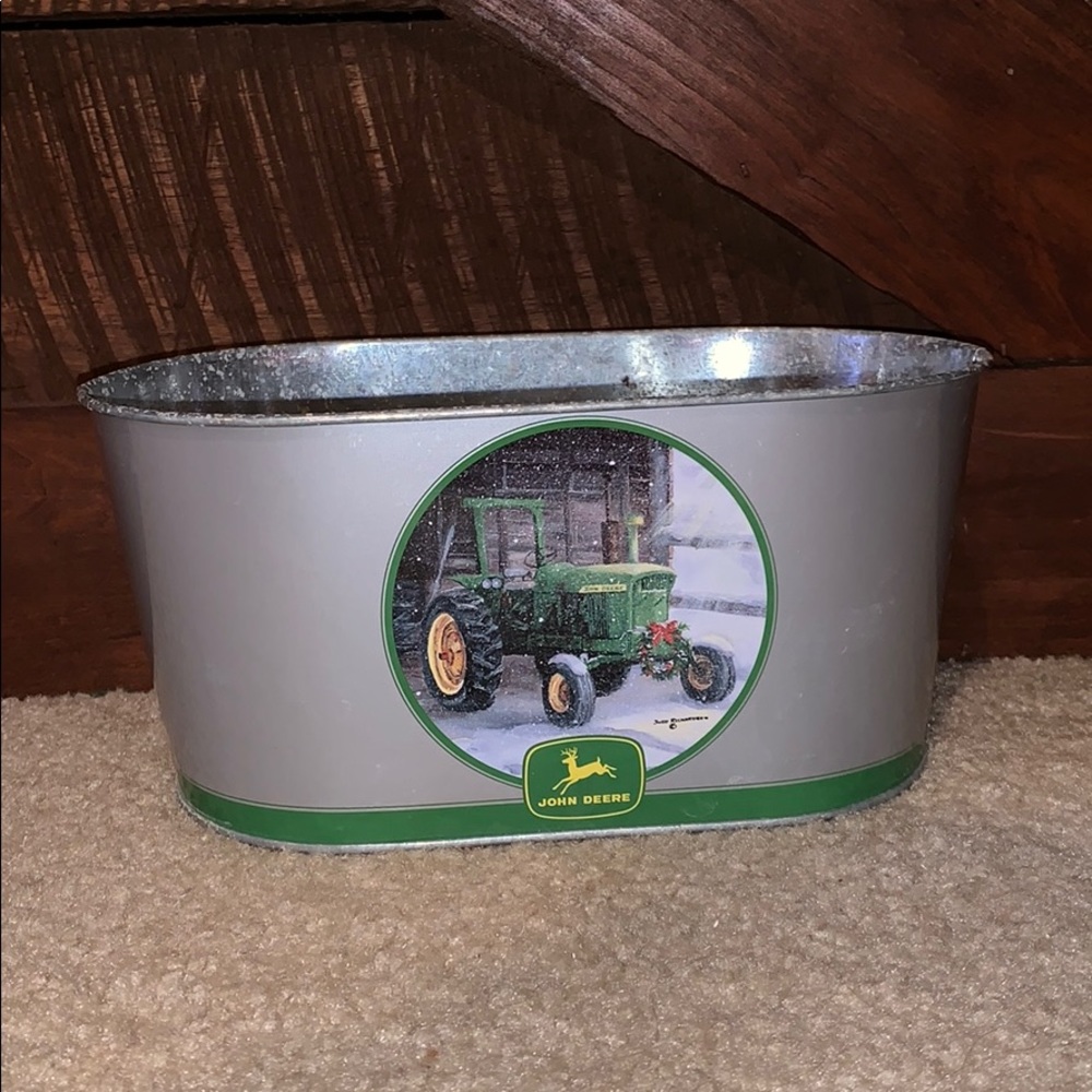 John Deere metal decor container